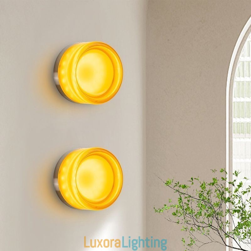 Designer Touch Decorative Wall Light Modern Minimalist Acrylic Single Head Round Wrought Iron Small Wall Sconce