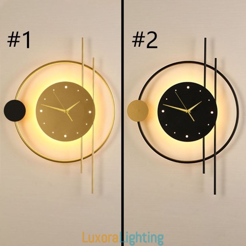 Designer Touch Decorative Clock Wall Light Modern Minimalist Wrought Iron Wall Lamp And