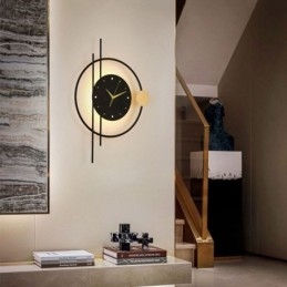 Designer Touch Decorative Clock Wall Light Modern Minimalist Wrought Iron Wall Lamp And