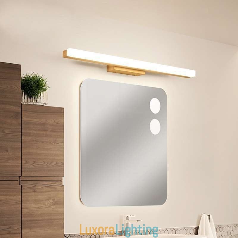 Designer Touch Decorative Mirror Light Solid Wood Wall Light Modern Sconce Wall Lamp