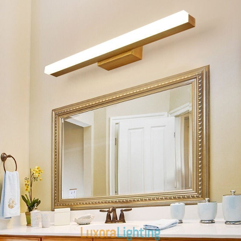 Designer Touch Decorative Mirror Light Solid Wood Wall Light Modern Sconce Wall Lamp