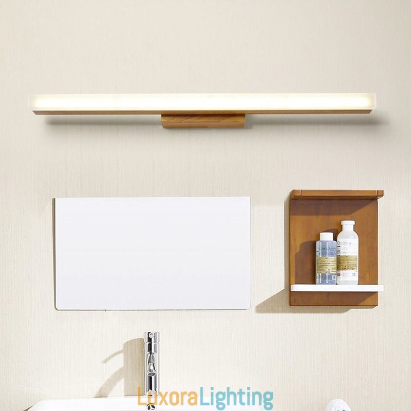 Designer Touch Decorative Mirror Light Solid Wood Wall Light Modern Sconce Wall Lamp