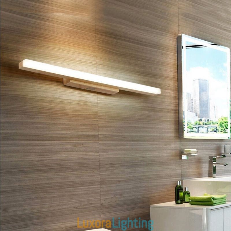 Designer Touch Decorative Mirror Light Solid Wood Wall Light Modern Sconce Wall Lamp