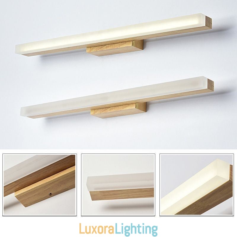Designer Touch Decorative Mirror Light Solid Wood Wall Light Modern Sconce Wall Lamp
