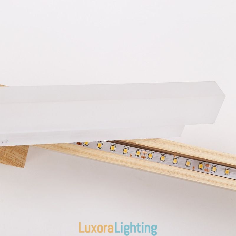 Designer Touch Decorative Mirror Light Solid Wood Wall Light Modern Sconce Wall Lamp