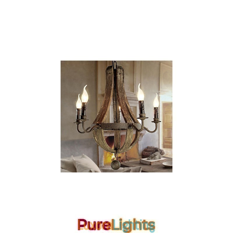 Designer Touch Decorative Chandelier 5 lights Vintage Retro Country Living Dining Metal