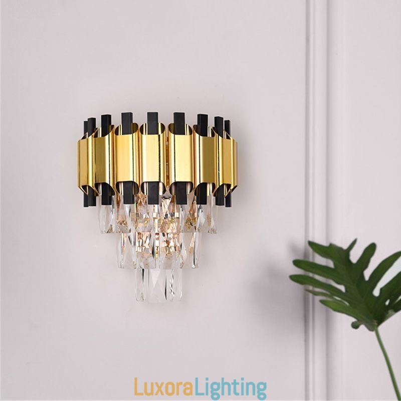 Designer Touch Decorative Hanging Crystal Modern Wall Light Sconce Hardwired 11.81" High Fixture