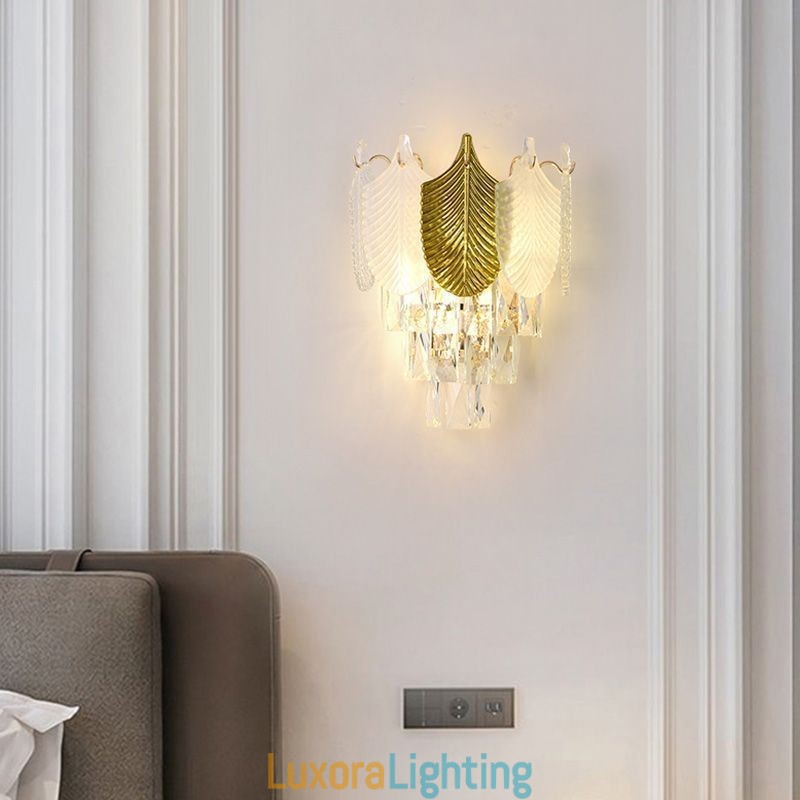 Designer Touch Decorative Crystal Wall Sconce Modern Wall Light Fixture 2X Base