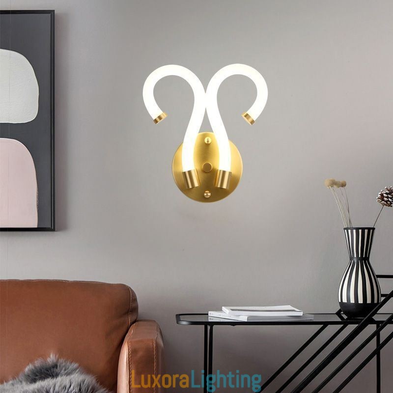 Designer Touch Decorative Modern Wall Light Creativity Sconce Wall Lamp Copper Sheep Horn 2 Lights