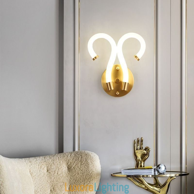 Designer Touch Decorative Modern Wall Light Creativity Sconce Wall Lamp Copper Sheep Horn 2 Lights