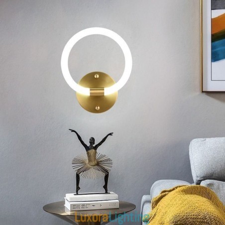 Designer Touch Decorative Modern Wall Light Fixtures Round Ring Wall Sconces Tricolor Dimming
