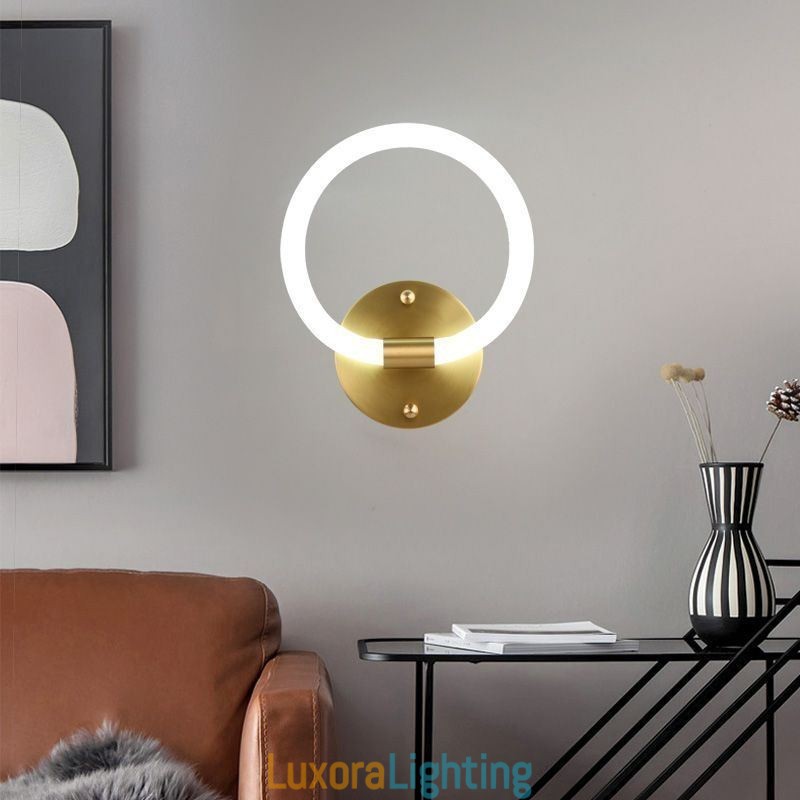 Designer Touch Decorative Modern Wall Light Fixtures Round Ring Wall Sconces Tricolor Dimming