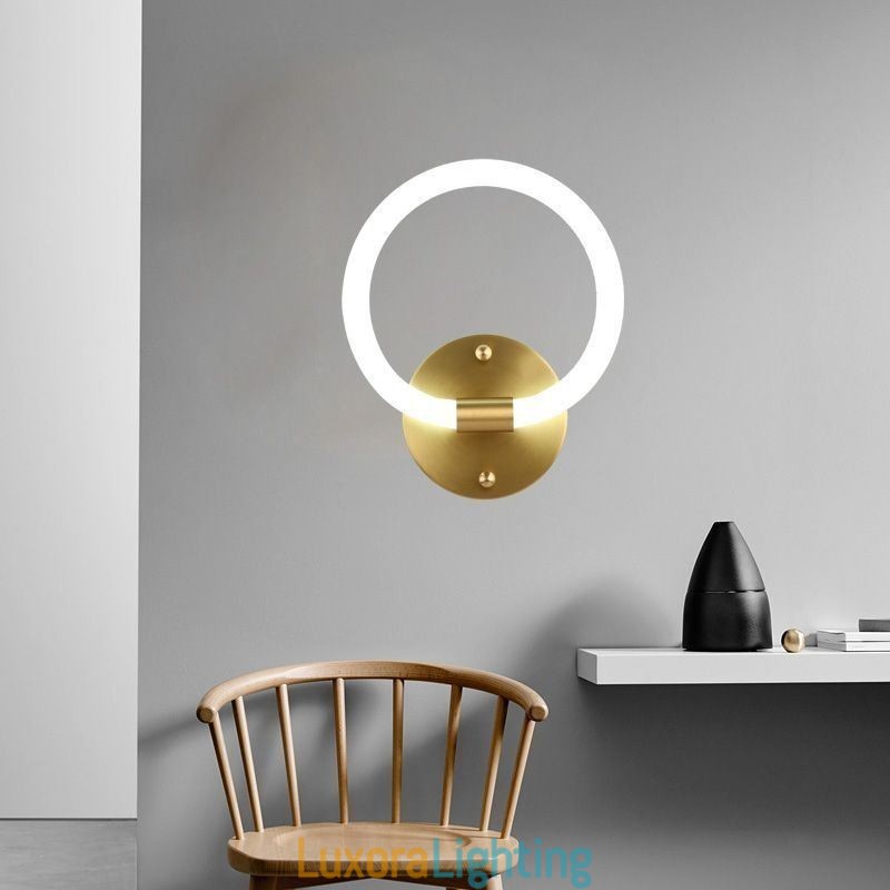 Designer Touch Decorative Modern Wall Light Fixtures Round Ring Wall Sconces Tricolor Dimming