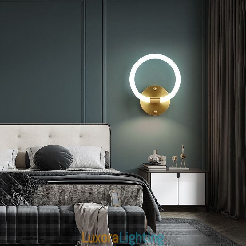 Designer Touch Decorative Modern Wall Light Fixtures Round Ring Wall Sconces Tricolor Dimming