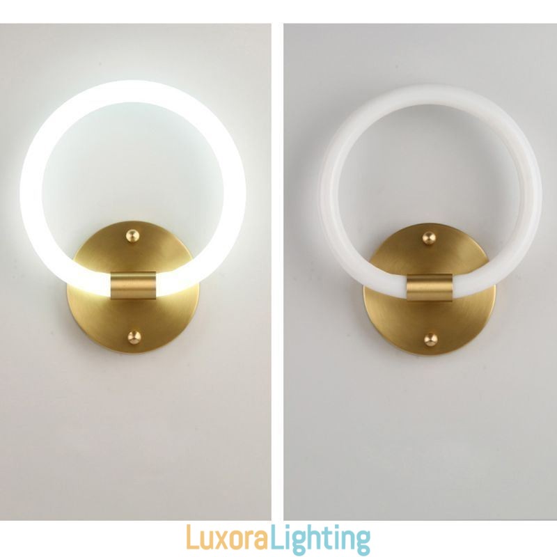 Designer Touch Decorative Modern Wall Light Fixtures Round Ring Wall Sconces Tricolor Dimming