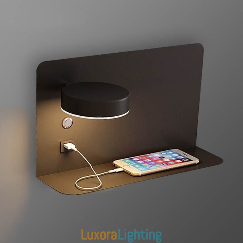 Designer Touch Decorative Wall Lamp Rotatable Sconce Light with USB Charging Port