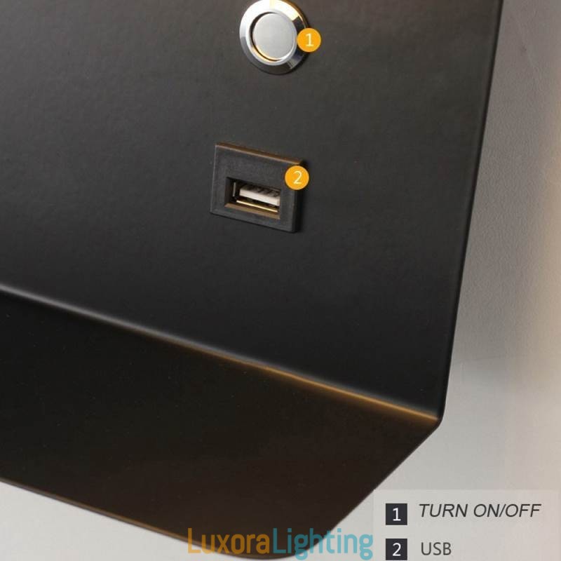 Designer Touch Decorative Wall Lamp Rotatable Sconce Light with USB Charging Port