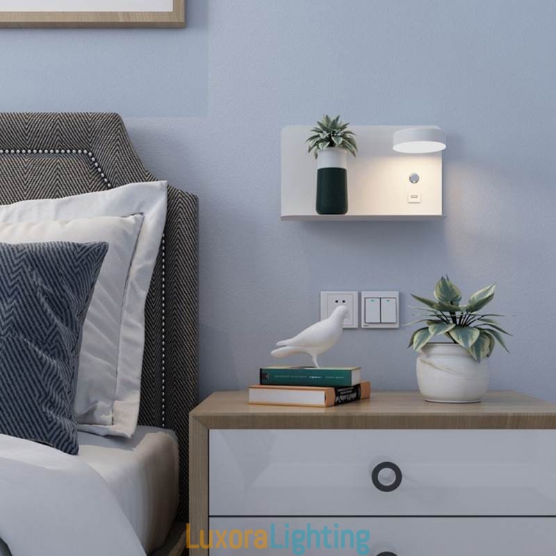 Designer Touch Decorative Wall Lamp Rotatable Sconce Light with USB Charging Port