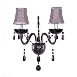 Designer Touch Decorative European Style Crystal Sconce Black Two Light Candle Wall Light