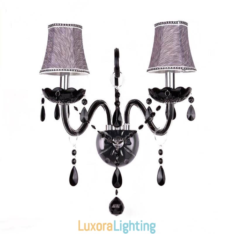 Designer Touch Decorative European Style Crystal Sconce Black Two Light Candle Wall Light