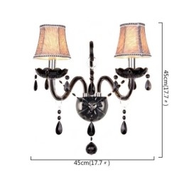 Designer Touch Decorative European Style Crystal Sconce Black Two Light Candle Wall Light