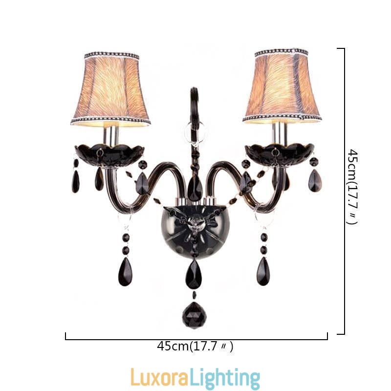 Designer Touch Decorative European Style Crystal Sconce Black Two Light Candle Wall Light