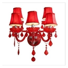 Designer Touch Decorative European Crystal Sconce Red Colour Wall Light