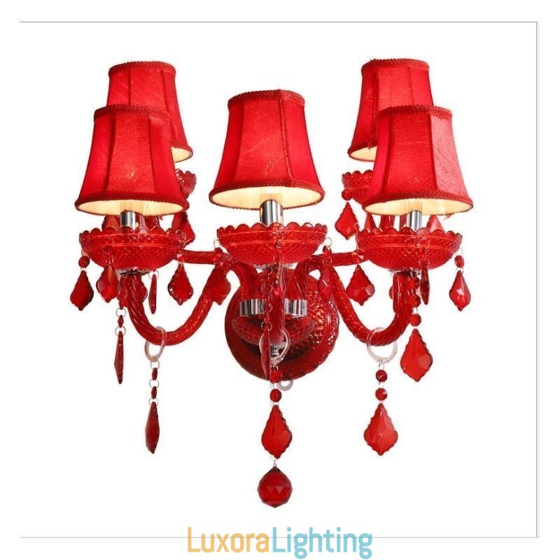 Designer Touch Decorative European Crystal Sconce Red Colour Wall Light