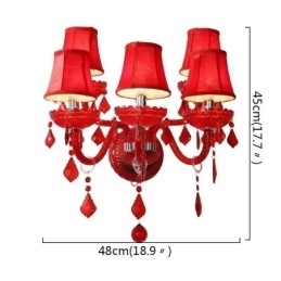 Designer Touch Decorative European Crystal Sconce Red Colour Wall Light