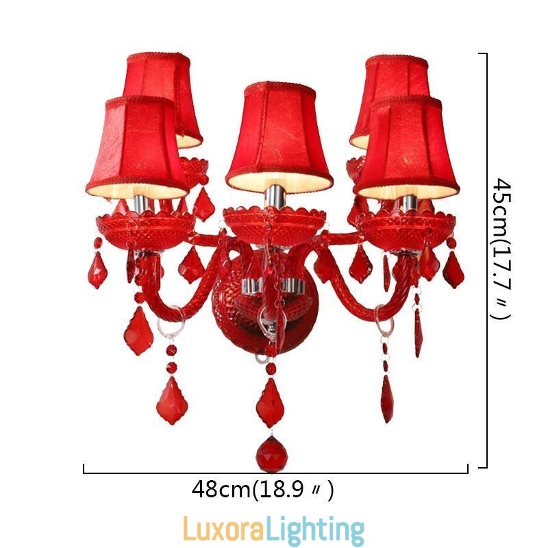 Designer Touch Decorative European Crystal Sconce Red Colour Wall Light