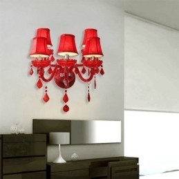 Designer Touch Decorative European Crystal Sconce Red Colour Wall Light