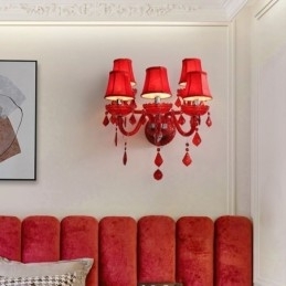 Designer Touch Decorative European Crystal Sconce Red Colour Wall Light