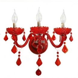 Designer Touch Decorative European Crystal Sconce Wall Light Red Colour Light