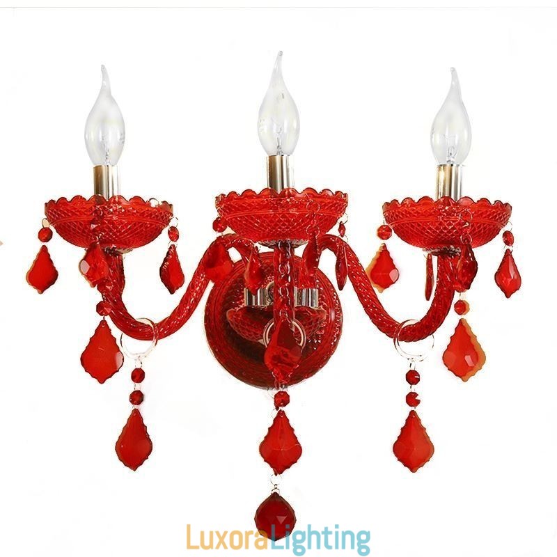 Designer Touch Decorative European Crystal Sconce Wall Light Red Colour Light