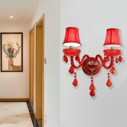 Designer Touch Decorative European Crystal Sconce Wall Light Red Colour Light