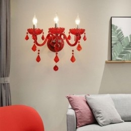 Designer Touch Decorative European Crystal Sconce Wall Light Red Colour Light
