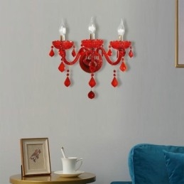 Designer Touch Decorative European Crystal Sconce Wall Light Red Colour Light
