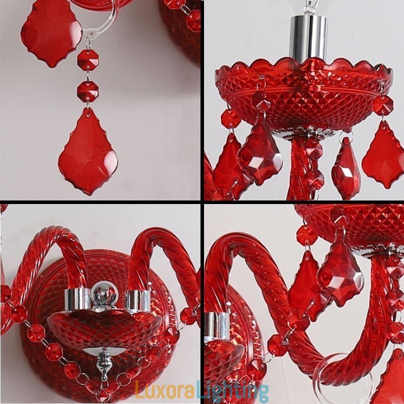 Designer Touch Decorative European Crystal Sconce Wall Light Red Colour Light