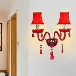 Designer Touch Decorative European Wall Light Crystal Sconce Red Colour