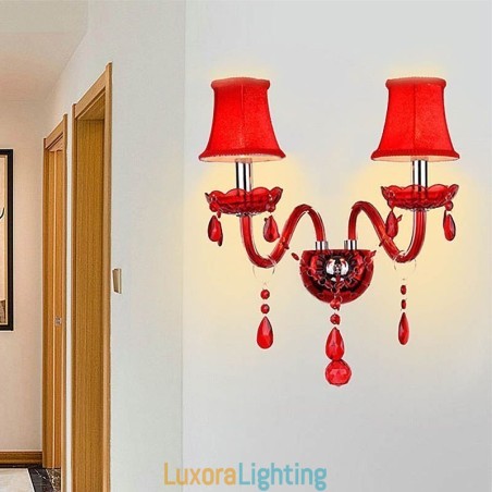 Designer Touch Decorative European Wall Light Crystal Sconce Red Colour