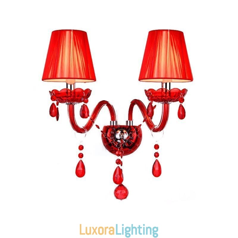 Designer Touch Decorative European Wall Light Crystal Sconce Red Colour