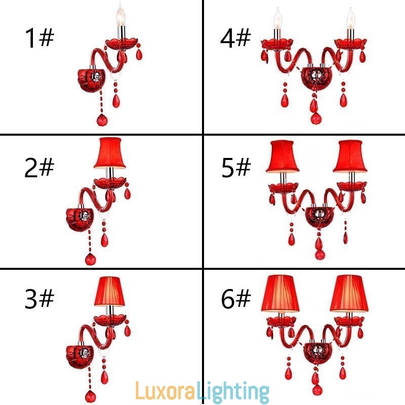 Designer Touch Decorative European Wall Light Crystal Sconce Red Colour