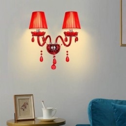 Designer Touch Decorative European Wall Light Crystal Sconce Red Colour