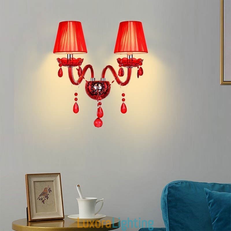 Designer Touch Decorative European Wall Light Crystal Sconce Red Colour