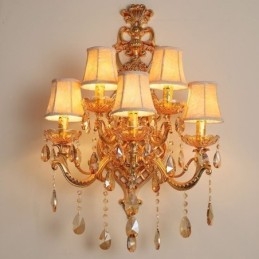 Designer Touch Decorative Luxury Crystal Sconce European Wall Light Zinc Alloy Five Light Aisle