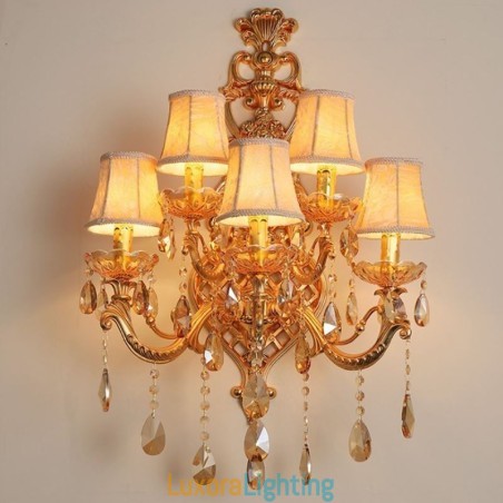 Designer Touch Decorative Luxury Crystal Sconce European Wall Light Zinc Alloy Five Light Aisle