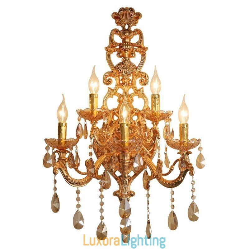Designer Touch Decorative Luxury Crystal Sconce European Wall Light Zinc Alloy Five Light Aisle