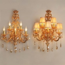 Designer Touch Decorative Luxury Crystal Sconce European Wall Light Zinc Alloy Five Light Aisle