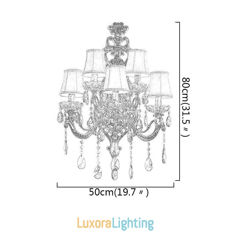 Designer Touch Decorative Luxury Crystal Sconce European Wall Light Zinc Alloy Five Light Aisle