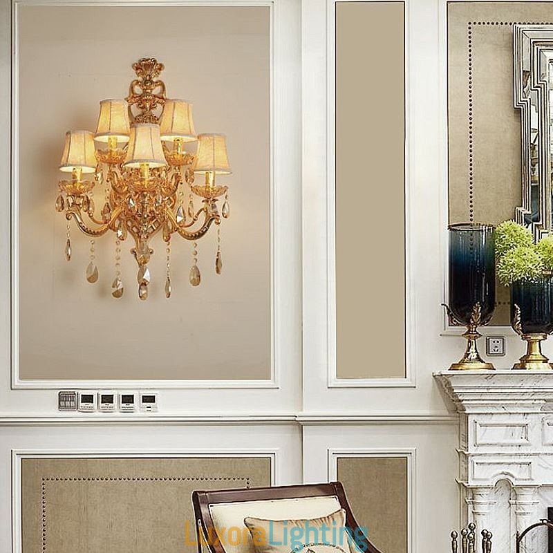 Designer Touch Decorative Luxury Crystal Sconce European Wall Light Zinc Alloy Five Light Aisle